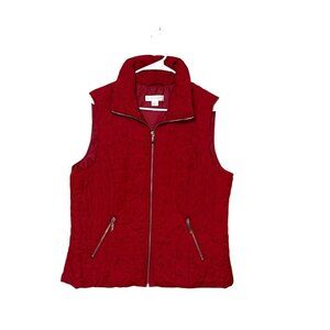 Christopher & Banks Womens Quilted Zip Vest Red Size L